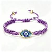 Pulsera de Hilo Trenzado Ajustable de Cobre con Cuerda de Macramé y Amuleto de Ojo Turco para Hombre y Mujer