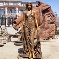 Vente flash Sculpture de femme moderne sexy grandeur nature, femme sensuelle en robe longue, statue en bronze