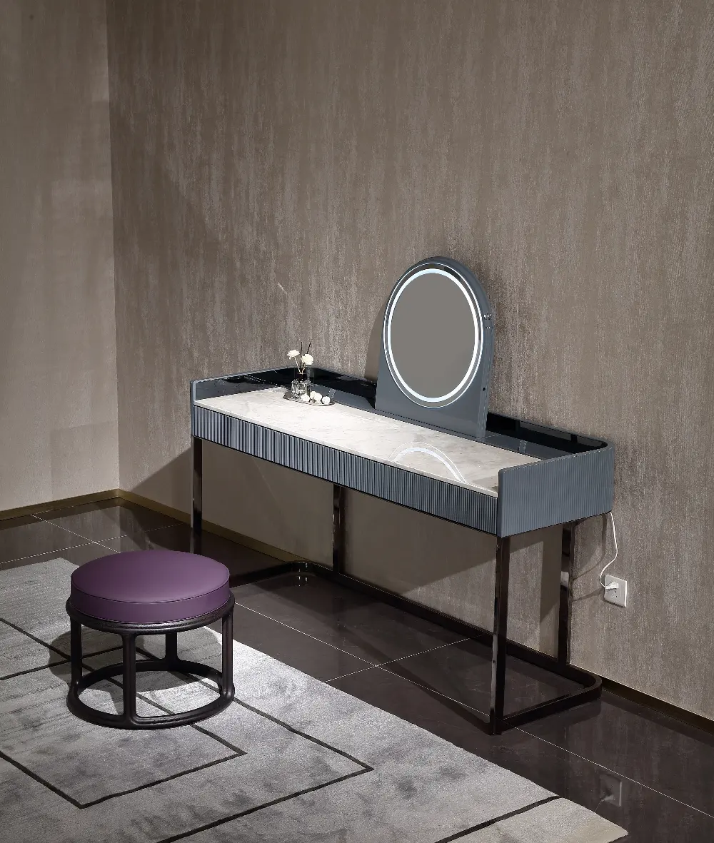 Cobol High-End Espelho de penteadeira em marmore moderno com luz para quarto, sala de estar, hotel, apartamento, villa