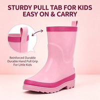 Bottes de pluie hautes pour tout-petits, rose bicolore, avec semelle extérieure antidérapante profonde, à languette de maintien unique, vente en gros OEM en vrac