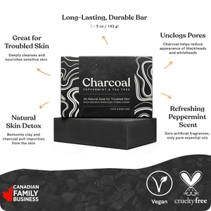 Savon noir au charbon pour l'eczéma, le psoriasis, le visage, le corps, les hommes, les femmes, les adolescents à peau grasse - Product Image 2