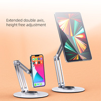 Nouveau design en alliage d'aluminium réglable rotatif vide ventouse électrique tablette support de téléphone portable pour bureau