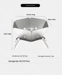 Barbecue pliable en acier inoxydable, portable et détachable, pour le camping en plein air, les pique-niques, support de feu, foyer - Product Image 6