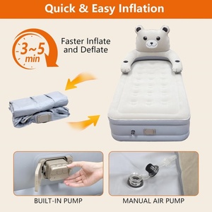 Modern PVC Inflatable Air <b>Mattress</b> with Flocking and Built-in Pump Single Full Size for Indoor and Outdoor Use - Product Image 4