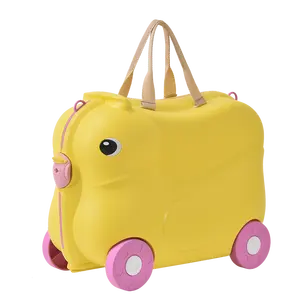19 Inch Cute Mini Travel Bags for Kids Ride on Children Luggage Unisex PP duck design lightweight luggage