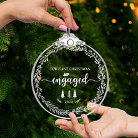 Décoration de Noël en verre transparent de forme ronde pas chère, pendentif pour arbre de Noël, ornements en verre avec boîte cadeau
