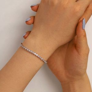 Pulsera de tenis Dylam en stock, diseño elegante, plata S925 con baño de rodio, circonita cúbica de 3 mm y grado 5A, para mujer - Product Image 4