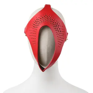 Bondage Gear Pu Leather Mysterious Perforated Mask Bondage Kits Hood Sex Toys For Women Juguetes Sexuales