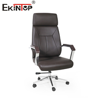 Chaise de bureau moderne en cuir Ekintop, chaise de direction minimaliste pivotante, chaise de bureau à dossier haut pour espace de travail professionnel