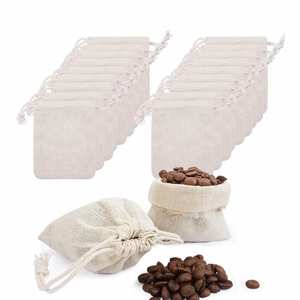 Custom Letter Pattern Printed Foldable White Organic Cotton <b>Drawstring</b> <b>Pouch</b> Bags for Jewelry Shopping Personalized with Logo - Product Image 6