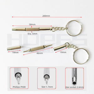 3 in 1 Mini <strong>Precision</strong> <strong>Screwdriver</strong> with Slot Phillips Hex Socket Bits Key Chain for Glasses Jeweler Repair Hand Tools - Product Image 2