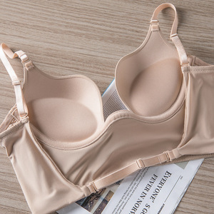 Womens Seamless Low <strong>Back</strong> <strong>Bra</strong> Wire Lifting Deep U Shaped Plunge Backless <strong>Bra</strong> <strong>With</strong> Convertible <strong>Clear</strong> <strong>Straps</strong> - Product Image 5