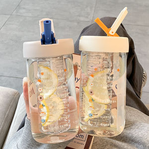 Summer Glass Water <b>Bottle</b> With Straw And Filter For Tea Brewing Travel Use Heat Resistant 500Ml - Product Image 1
