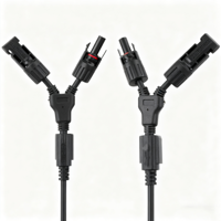 Kit de Conectores de Energía para Paneles Solares, Cable Adaptador en Y para Conexión en Paralelo de Paneles Fotovoltaicos, 2P MCX M/FF+F/MM, Carcasa de Nailon, Contacto de Cobre Duradero