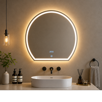 Nouveau Miroir de Salle de Bain Mural Rond Sans Cadre Tactile Intelligent LED IP44 Anti-Buée à Intensité Réglable pour Salon, Salle de Sport, Maison
