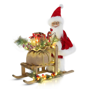 Père Noël lumineux LED avec traîneau, décoration de fête de Noël pour la maison, décorations de Noël, Père Noël, ornements, 50 cm, plastique et polyester - Product Image 3