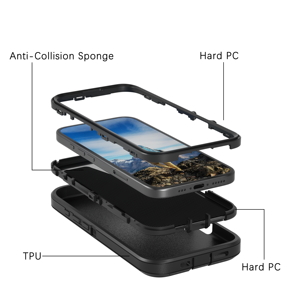 Étui de protection robuste à 3 couches avec clip ceinture et béquille rotative à 360° pour iPhone 17 Air Pro Max 16 15 14 - Product Image 3