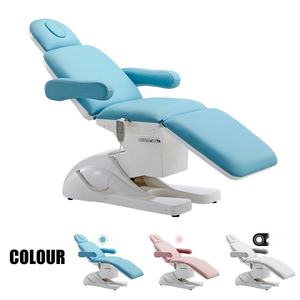 Camilla de Masaje Eléctrica de Lujo Ajustable Moderna Azul con 3 o 4 Motores, Camas para Pestañas con Taburete y Carro - Product Image 3