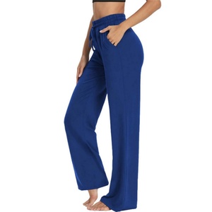 Womens Yoga Navy Custom Sweatpants <b>Wide</b> <b>Leg</b> <b>Lounge</b> Pajamas <b>Pants</b> Drawstring Workout Comfy Joggers <b>Pants</b> with Pockets - Product Image 1
