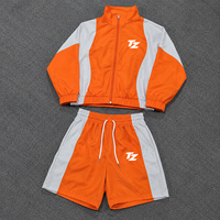 Ensemble de survêtement décontracté pour homme, coupe et couture OEM, coupe-vent 2 pièces en nylon avec cordon de serrage, blocs de couleur personnalisés et fermeture éclair