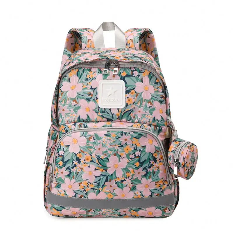 Özel sırt çantası Logo çiçek seyahat anne mumya bebek bezi çantası sırt çantası