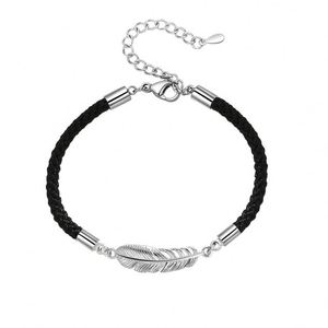 2pcs/Set Milan <b>Rope</b> <b>Rope</b> Chain Feather Star Couple <b>Bracelets</b> for Women Men Silver Pendent Couple <b>Bracelet</b> Set - Product Image 5