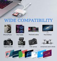 Adaptateur OTG double interface 5 en 1 USB C et iOS, lecteur de carte SD TF pour iPhone 16 15 14 iPad Mac Android Phone Tablet