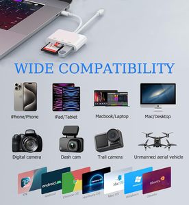 Adaptateur OTG double interface 5 en 1 <span class=keywords><strong>USB</strong></span> C et iOS, lecteur de carte SD TF pour <span class=keywords><strong>iPhone</strong></span> 16 15 14 iPad Mac Android Phone Tablet - Product Image 5