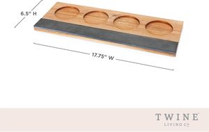 Rượu Vang Hội Đồng Quản trị chuyến bay với Slate bảng đen Keo Gỗ khay, giữ 4 ly, bao gồm soapstone Chalk hoàn hảo cho các bên rượu vang - Product Image 3