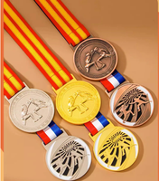 Médaille de boxe en métal d'arts martiaux, médailles d'or, d'argent et de bronze avec sérigraphie pour les sports de compétition, vente en gros