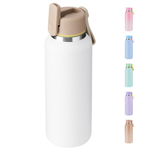 Bouteille d'eau isotherme en acier inoxydable 304 à double paroi, thermos sous vide sans BPA, couvercle à paille rabattable anti-fuite, bouteille de boisson pour l'extérieur - Product Image 1