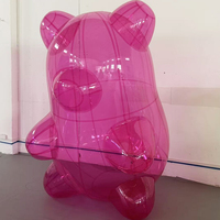 Ours gonflable transparent géant personnalisé en PVC transparent, adorable poupée décorative en forme de ourson gélifié violet pour la décoration