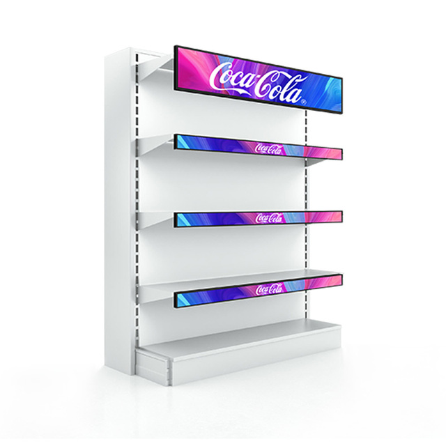 OEM Stretched Bar Ultra Wide Screen Long Narrow Display 1080P Shelf Display Retail Digital Signage Media Player IPS LCD Display