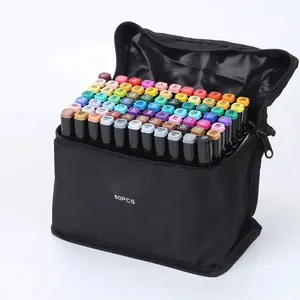 Rotulador de 60 colores, conjunto de dos cabezas de alcohol aceitoso para estudiantes y crayones para niños, bolígrafos de colores al por mayor.