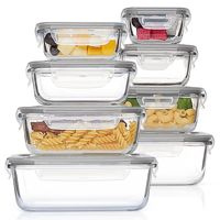 16 pièces de contenants de stockage alimentaire en verre borosilicate de haute qualité, vente chaude, boîtes à bento hermétiques, boîte de conservation, ensemble de vaisselle en verre
