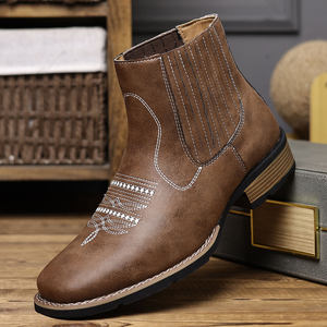 Botas Chelsea Unisex Estilo Cowboy, Cómodas, Impermeables, con Tacón Grueso y Punta en Pico, Botas Occidentales para Hombre, Ideales para Fiestas - Product Image 3