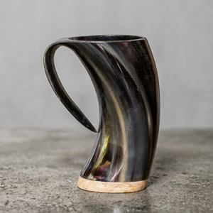 Intricate Drinking Horn Mug Carving Skill-Required Craft with Tray for Business Gifts - Product Image 1