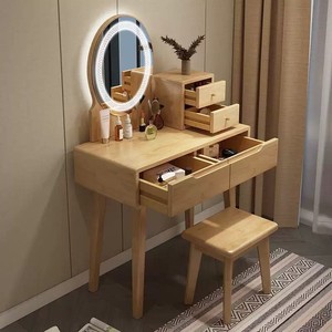 D003 Small Space Saving Dressing <b>Table</b> with <b>Mirror</b> and Lights Compact Dressing <b>Table</b> with Storage Cabinet for Bedroom - Product Image 2