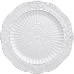 Besta shanxi white embossed ceramic dinnerware wedding royal dinner plate set for party event