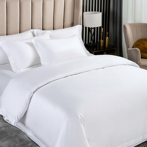 Juego de Ropa de Cama de Satén, Suave, Transpirable, Personalizable, Blanco, de Cinco Estrellas, al por Mayor, Juego de Cuatro Piezas con Sábanas y <span class=keywords><strong>Funda</strong></span> de Edredón - Product Image 1