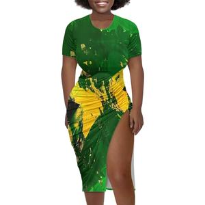 Personalizzare la Jamaica Independence Day Plus Size abiti da festa aderenti abiti da donna abiti da donna eleganti Sexy pieghettati - Product Image 3