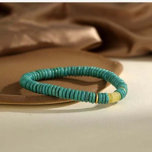 Pulsera de Eslabones de Cadena con Cuentas de Ábaco Turquesa Natural Unisex Chapado en Oro de 18K y Plata S925 Estilo Muy Versátil y Moderno - Product Image 1