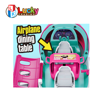 Ensemble de jeu d'avion Lucky Toys, avion rose, accessoires de jeu, y compris un chariot à friandises pour chiot, des sièges inclinables et plus encore