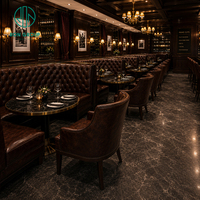 Meubles de bar et de restaurant de luxe Ron Group, chaise ergonomique en cuir, tabourets de bar, banquette capitonnée incurvée, table ronde en marbre