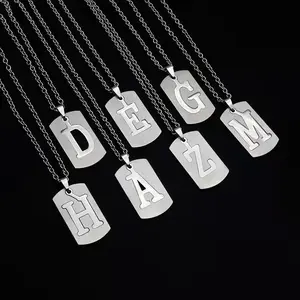 Go Party Eenvoudige Titanium Stalen Trui Ketting Ketting Persoonlijkheid Drie Draagmethoden Alfabet A-Z Letter Hanger Kettingen