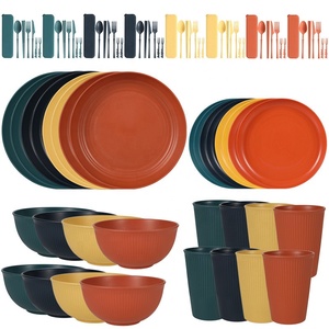 Ensemble <span class=keywords><strong>de</strong></span> <span class=keywords><strong>vaisselle</strong></span> en paille <span class=keywords><strong>de</strong></span> blé 88 pièces, assiettes et bols en plastique, services <span class=keywords><strong>de</strong></span> table <span class=keywords><strong>pour</strong></span> <span class=keywords><strong>8</strong></span> <span class=keywords><strong>personnes</strong></span>, compatibles lave-<span class=keywords><strong>vaisselle</strong></span> et micro-ondes - Product Image 6