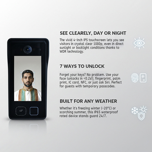 Système d'interphone vidéo solaire Hiwink avec reconnaissance faciale et veineuse, étanche IP65, PoE, pour portail et jardin - Product Image 5