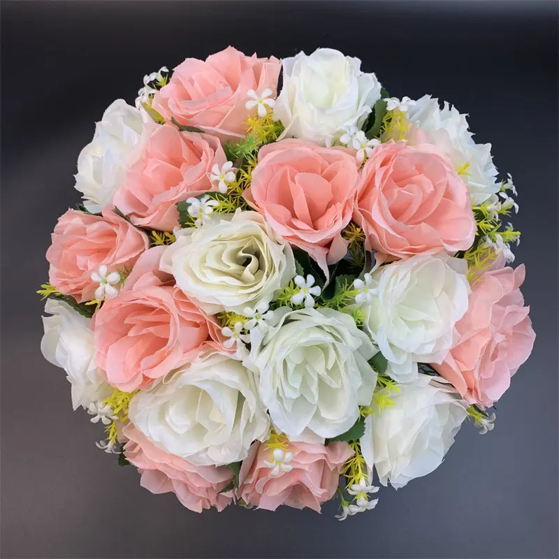QSLH-T077 Big Rose Bouquet for wedding bridal Decoration, Centerpiece flower for wedding bouquet, artificial wedding florist