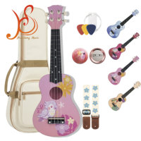 Ukulele pour enfants débutants HUASHENG avec 4 cordes, finition polie, dos/côtés en érable, touche en ébène - Cadeau éducatif musical