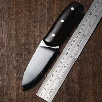 Couteau de chasse à lame fixe manche en bois d'ébène de colombie haut de gamme